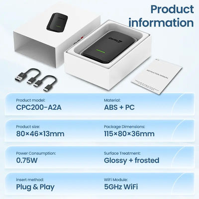 Android Auto Wired To Wireless Adapter Compatible 98% Car Models Carplay