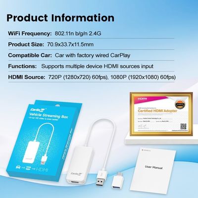 Multi Media Wired Carplay To HDMI Adapter Conversion Box Dongle Car Fire TV Stick Mate Video Input 1080P