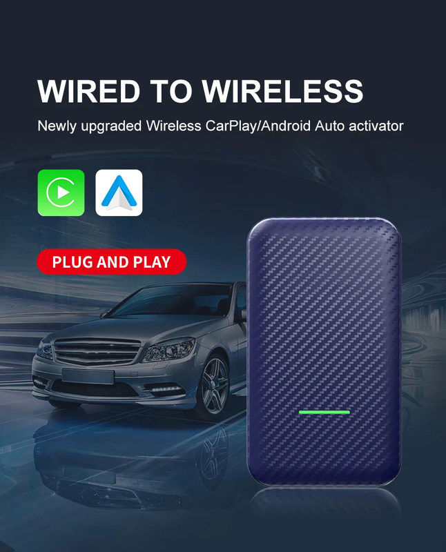 Portable Wired To Wireless Carplay Android Auto Ai Box Plug And Play For Golf 7 Golf 6