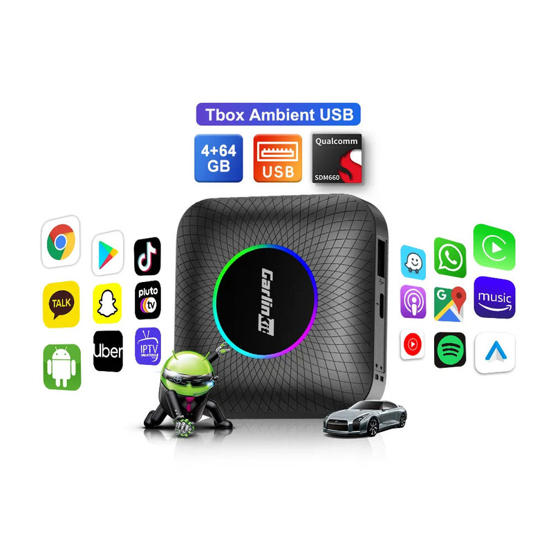 Multi Media Cpc200 Tbox 8G 128Gb Up To 512Gb Android 13 SM6625 Wireless Adapter Carplay Dongle Youtube Netflix Ai Tv Box