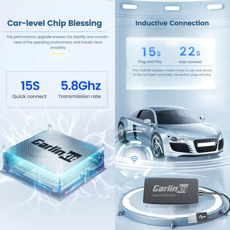 Auto Radio Car Wireless Carplay Adapter Support Touch Control And Wired Mirroring